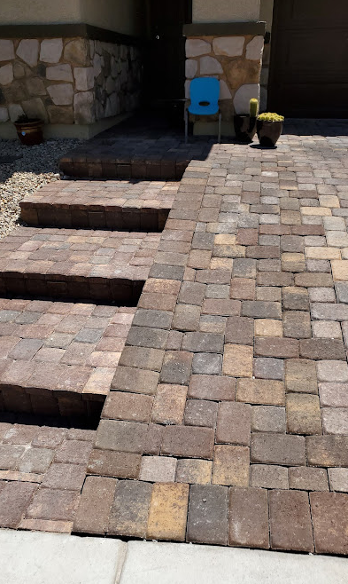 Paver installation in Las Vegas backyard